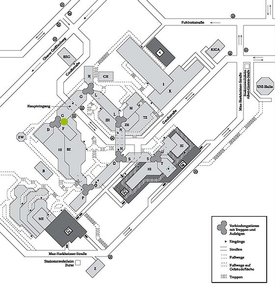Das Bild zeigt den Lageplan der Cafeteria Bibliothek.