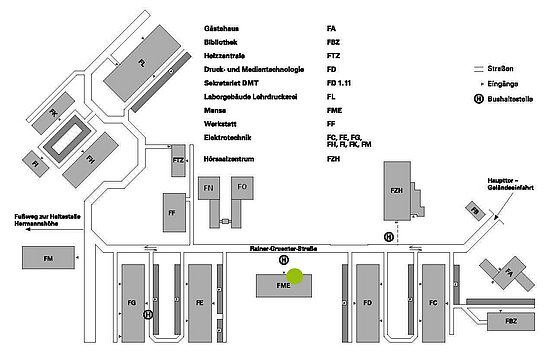 Das Bild zeigt den Lageplan der Cafeteria Freudenberg.